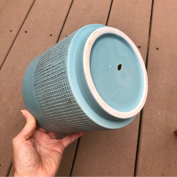 Distressed Blue Indoor Plant Pot with Stand - Picture 9 of 11